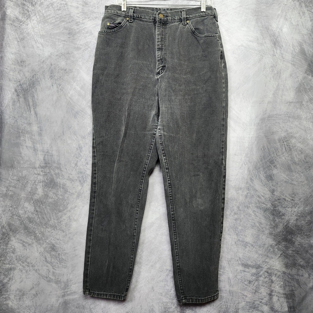 Vintage 90s Riders Black High Waisted Mom Jeans Faded Tapered Leg 31x30